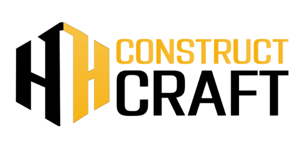 HH Construct Craft Black and Orane Horizontal Logo